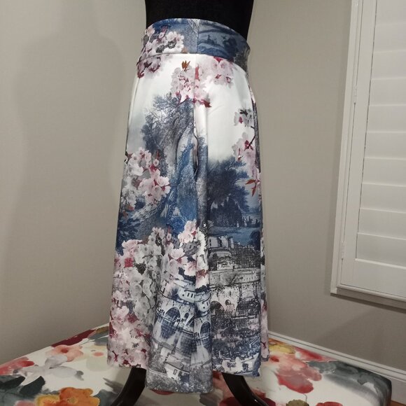 PHASE 8 PLEATED FLARED SKIRT WITH ICONIC PRINT UK SIZE 12 BRITISH BRAND - Picture 2 of 7